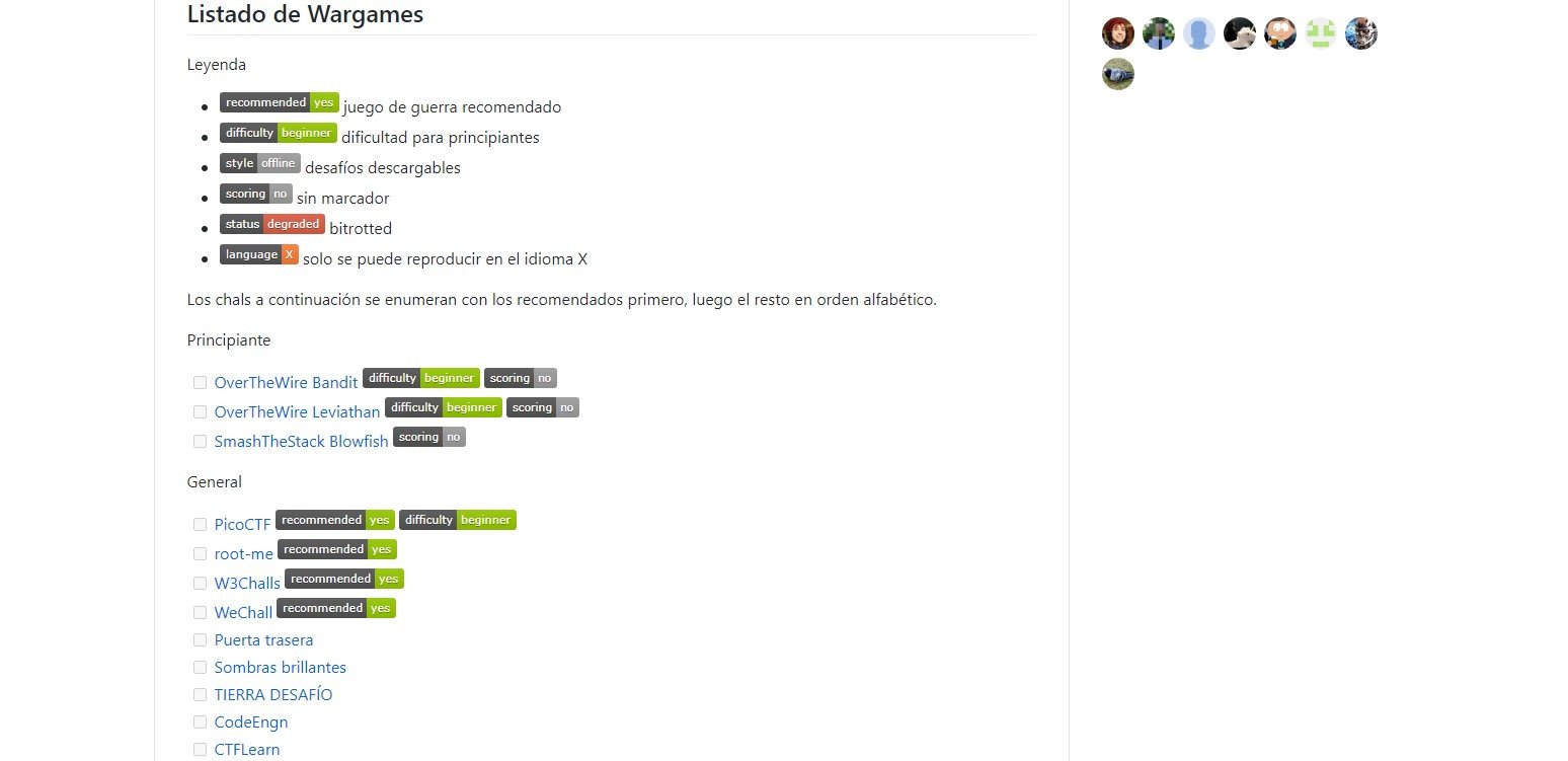 Una lista de sitios de juegos de guerra organizada y apta para ponerse a hackear