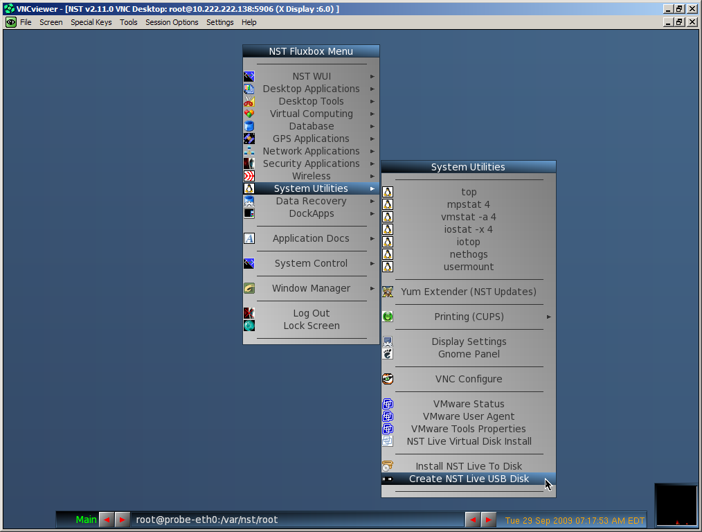 Escritorio del sistema operativo Network Security