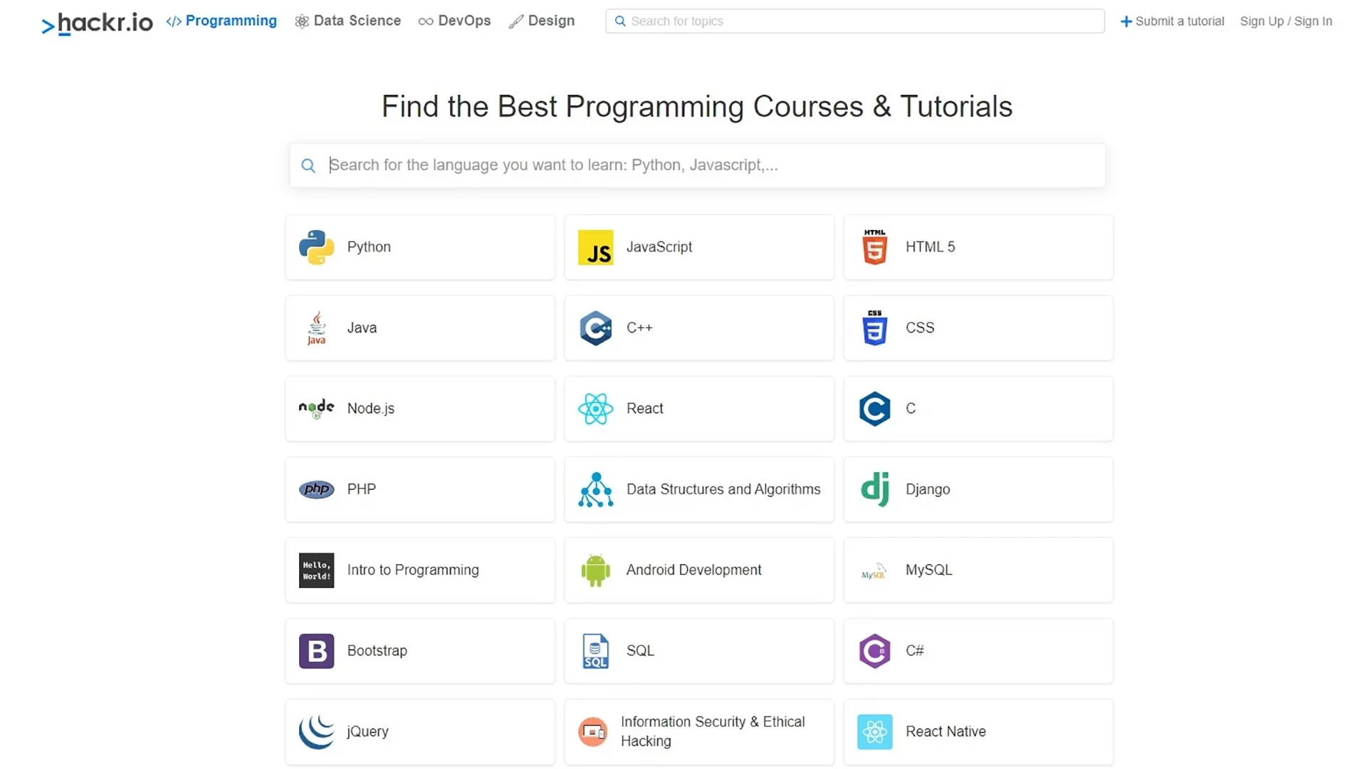 Página web en la que encontrar inumerables cursos y recursos organizados por diferentes temáticas