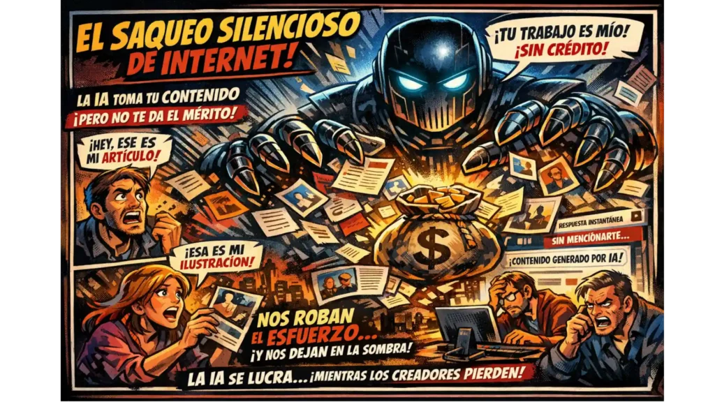 La Inteligencia Artificial Roba y Monetiza tu Contenido, pero NO quiere darte su Mérito