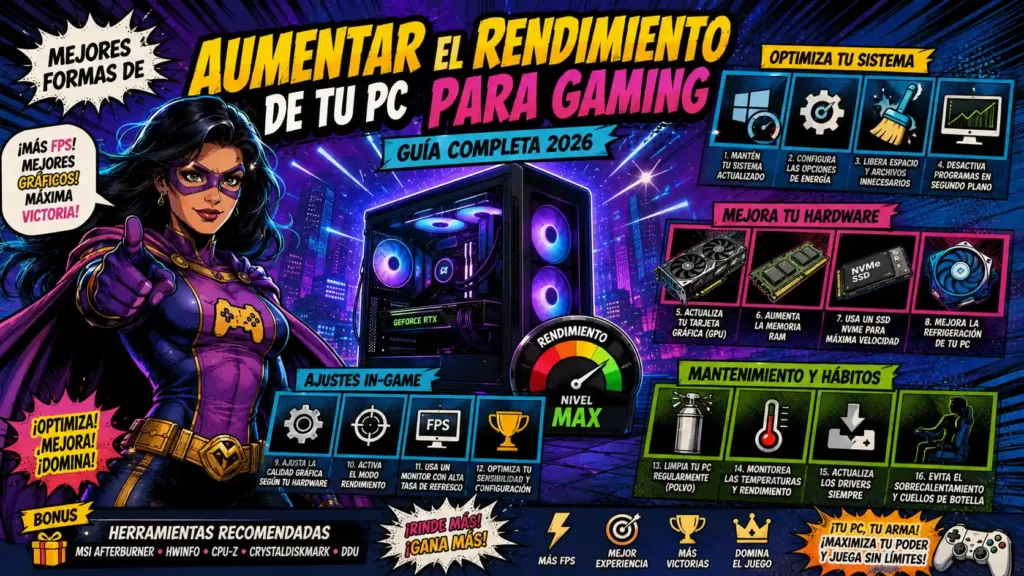 Mejores formas de Aumentar el Rendimiento de tu PC para gaming (guía completa 2026) visto en CIBERED